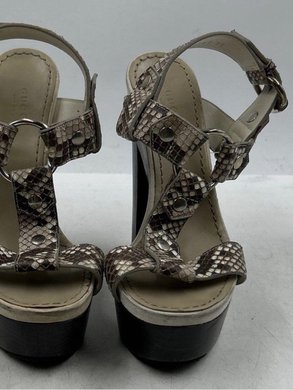 Authentic GUCCI Python Limited Edition High Heels Wood Platforms
